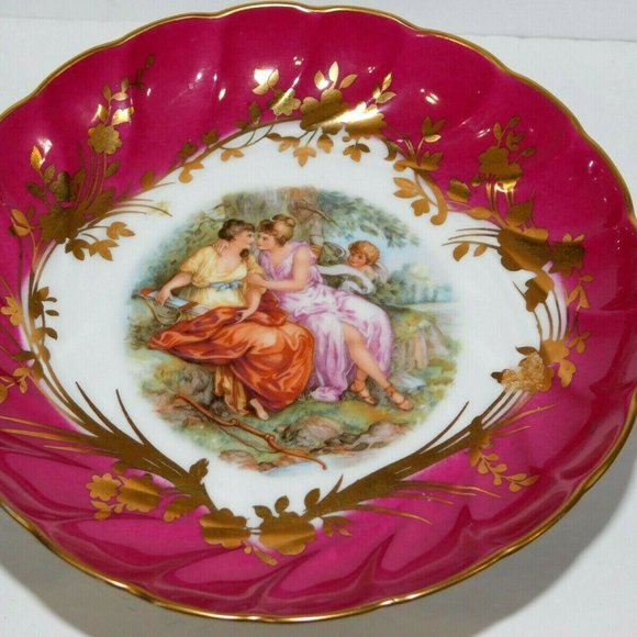 Limoges Loving Women Cherub Footed Tray - Picture 3 of 9